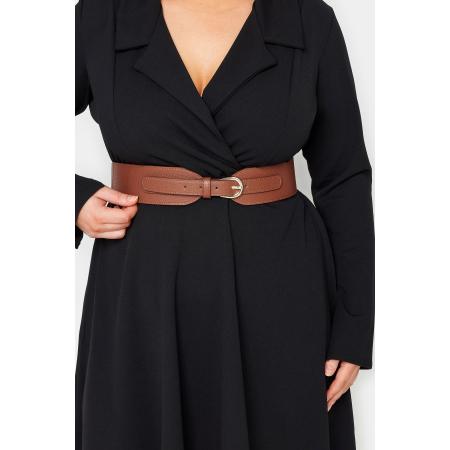 Yours Brede Tailleriem Van Imitatieleer Met Stretch In Bruinsize 58-60