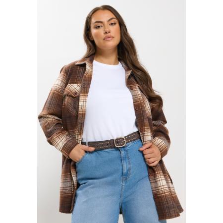 Yours Brown Faux Suede Stitch Detail Belt Size 58-60