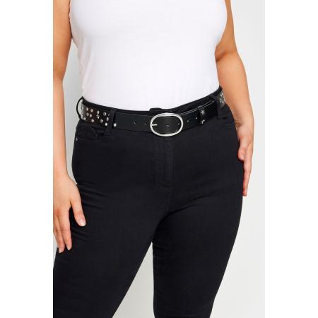 Yours Riem Met Sterrenstuds In Zwart/Zilversize 56-60