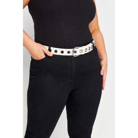 Yours Riem Met Studs Met Gaten In Wit/Zilversize 56-60