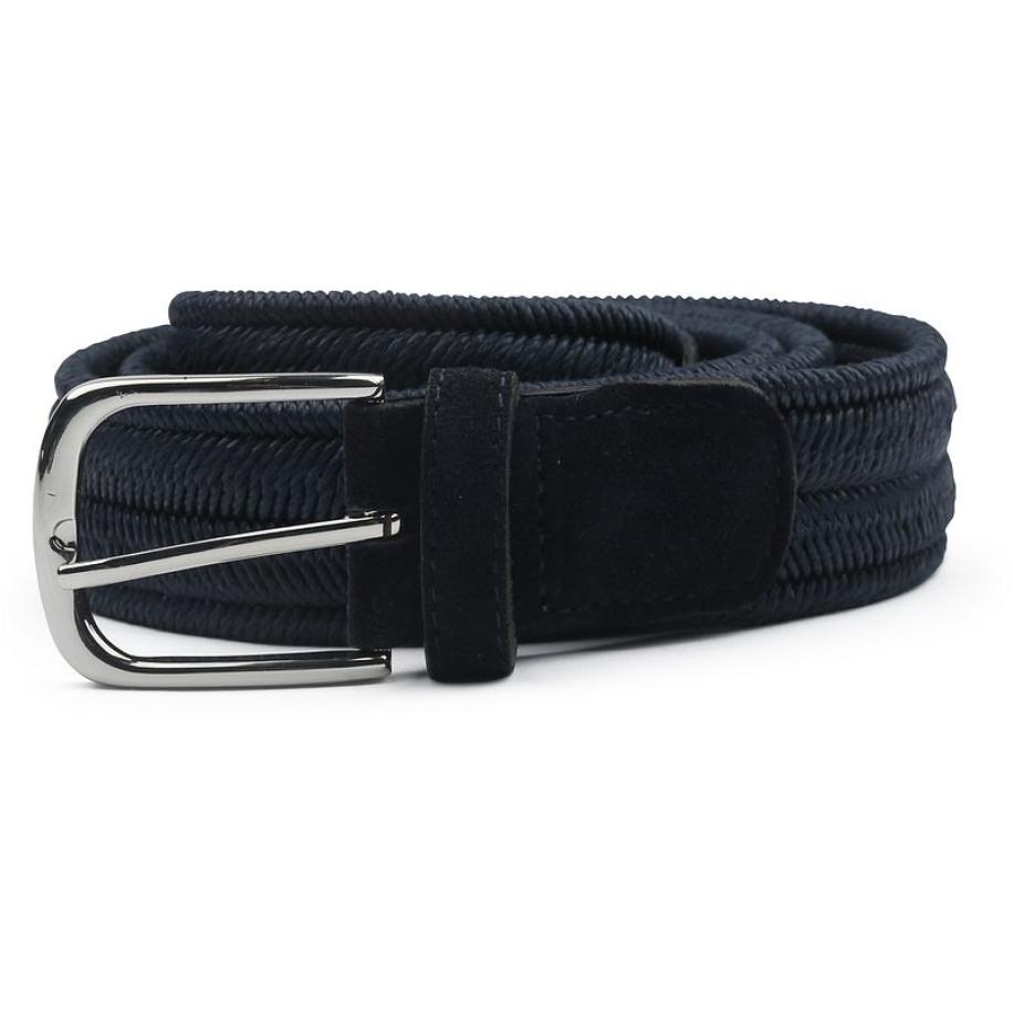 Profuomo Waxed Geweven Riem Navy Blauw