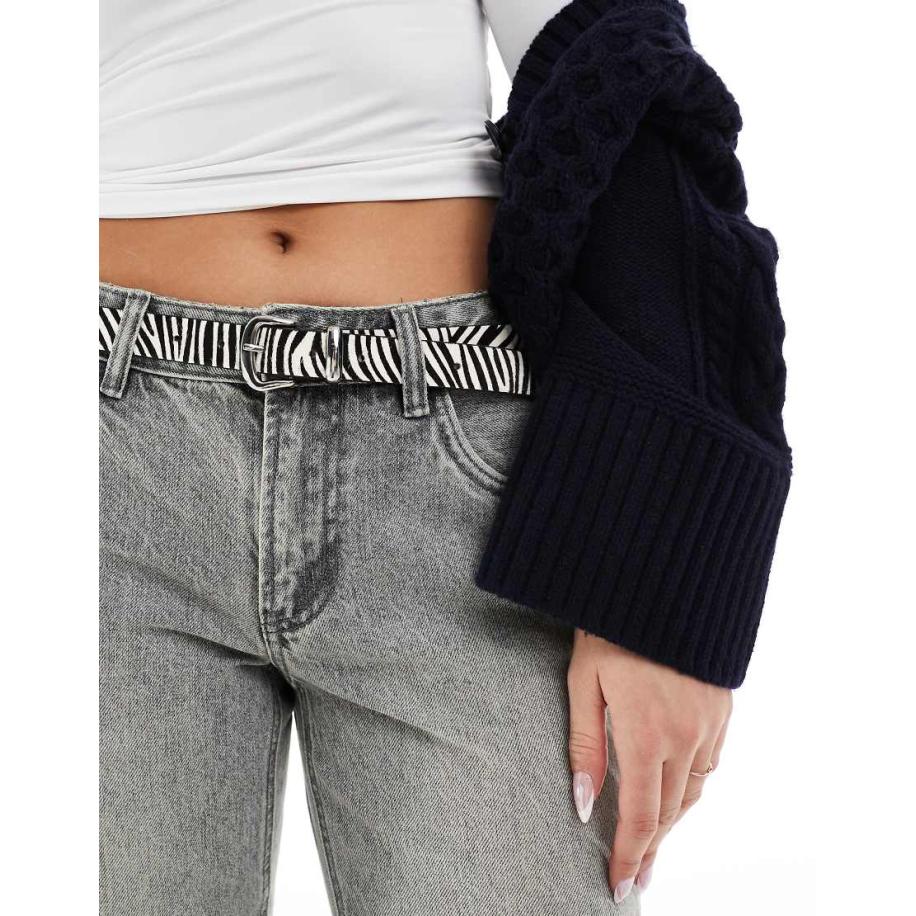 ASOS DESIGN Leren taille- en heupriem met zebraprint-Veelkleurig Multicolor