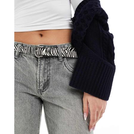 ASOS DESIGN Leren taille- en heupriem met zebraprint-Veelkleurig