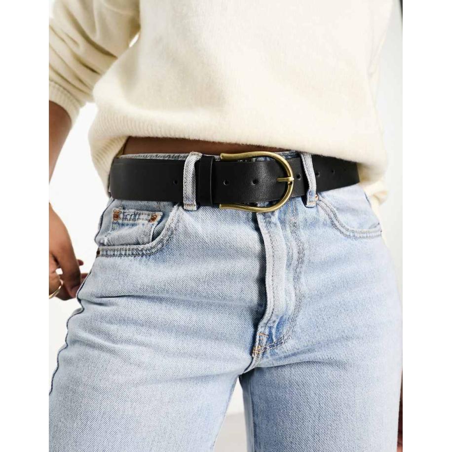 ASOS DESIGN Halvemaanvormige heup- en tailleriem in zwart Zwart