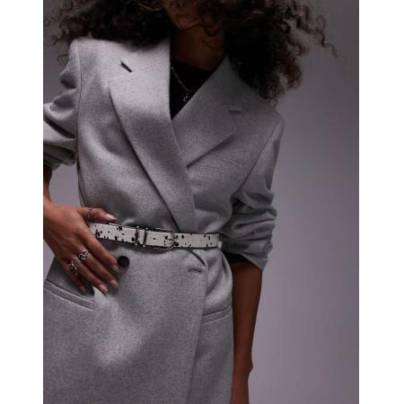 Topshop Beau Dunne riem van leer met print-Veelkleurig