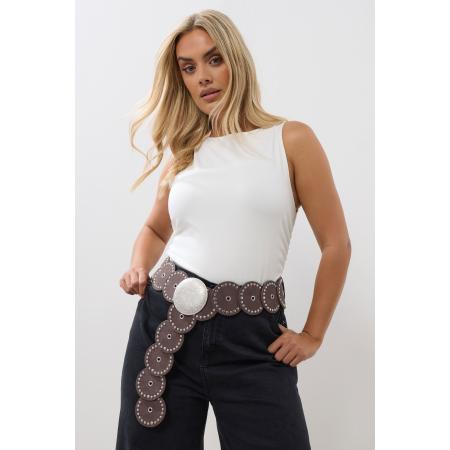 Yours Brown Wide Disc Eyelet Belt Size 58-60