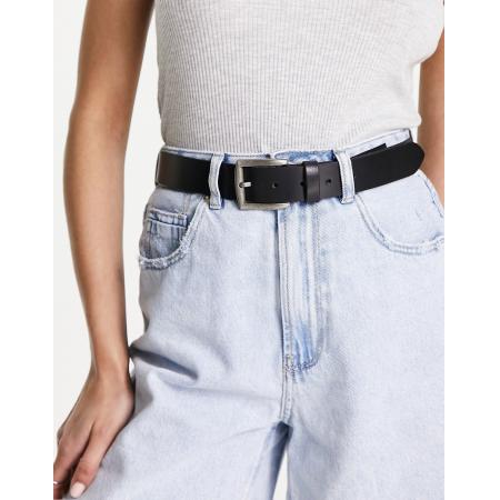 Pieces Leren riem met gesp in zwart