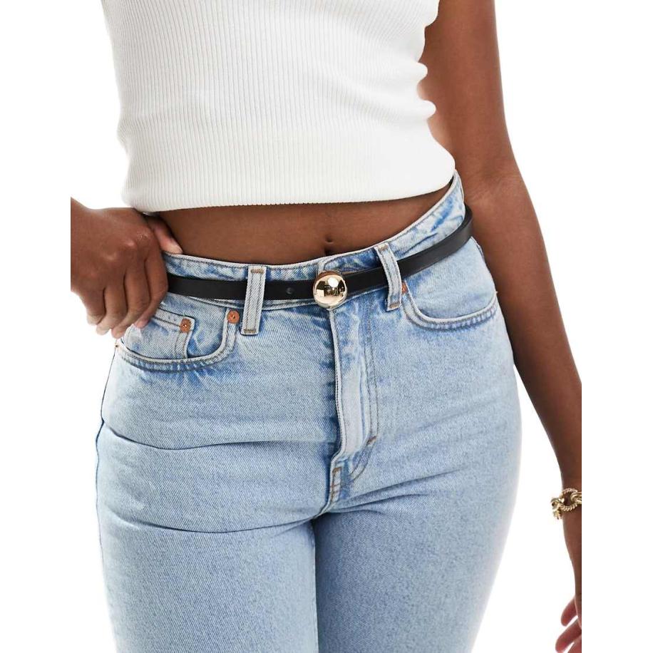 ASOS DESIGN Skinny heup- en tailleriem met bolle sluiting in zwart Zwart