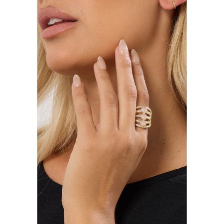 Yours Gold Tone Stretch Statement Ring Size One Size