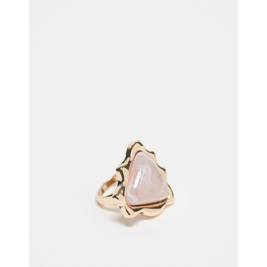 Reclaimed Vintage Ring met imitatie-rozenkwarts in goud Goud