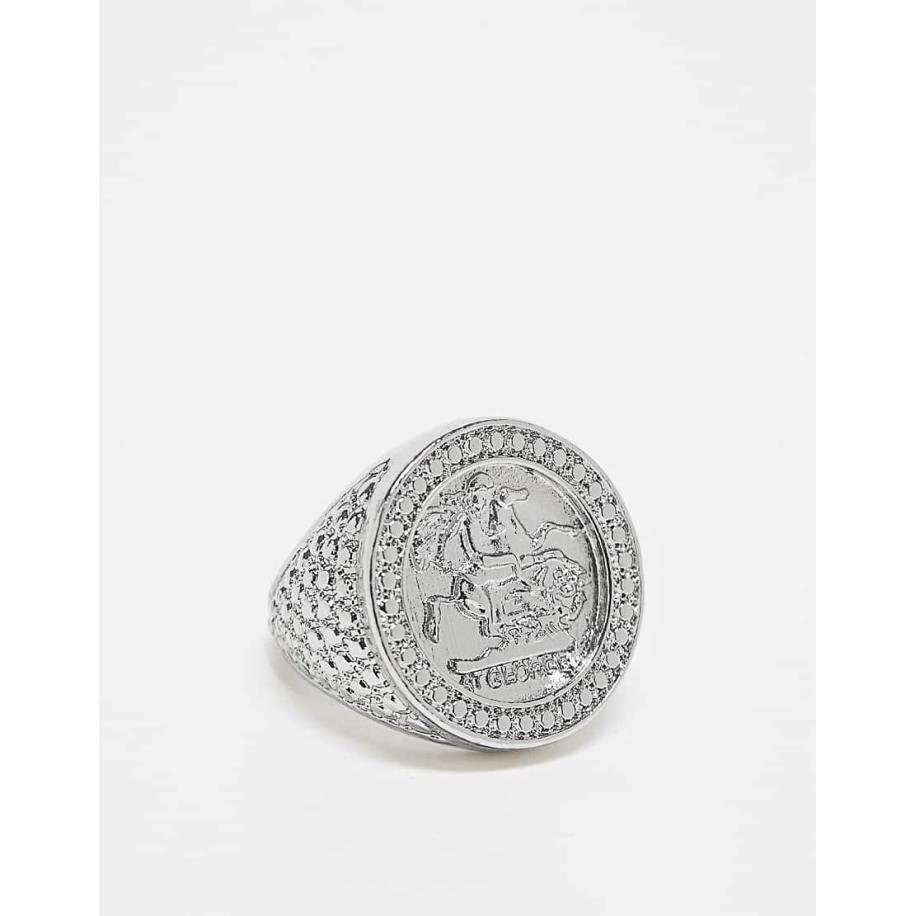 Reclaimed Vintage Unisex zegelring in zilver Zilver