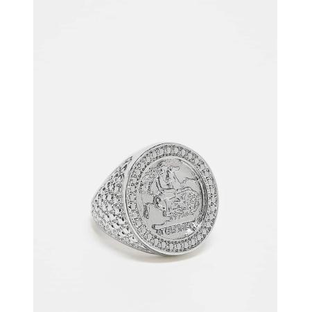 Reclaimed Vintage Unisex zegelring in zilver