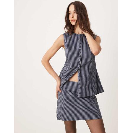 Glamorous Minirok met lage taille en strepen in marineblauw, deel van co-ord set