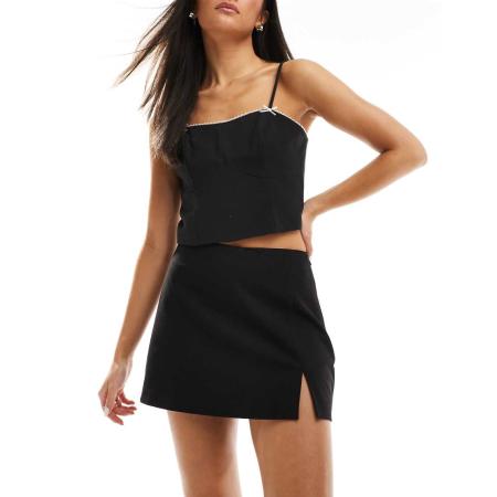 Stradivarius Jaren 90-stijl mini-skort in zwart