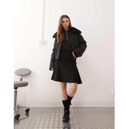 COLLUSION Midi rok met lage taille in krijtstreep-Zwart