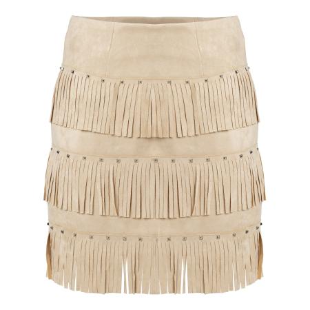 Influencer Influencer Rok Fringed Skirt beige