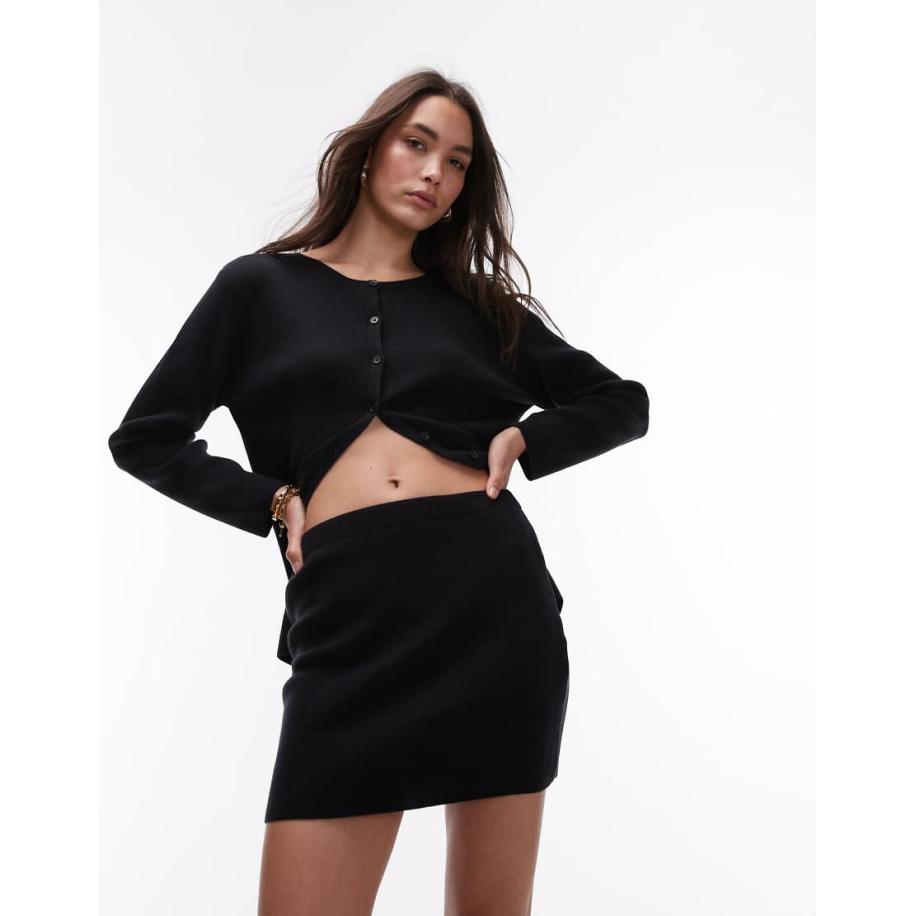 Topshop Compact gebreide mini rok in marineblauw, deel van co-ord set Blauw