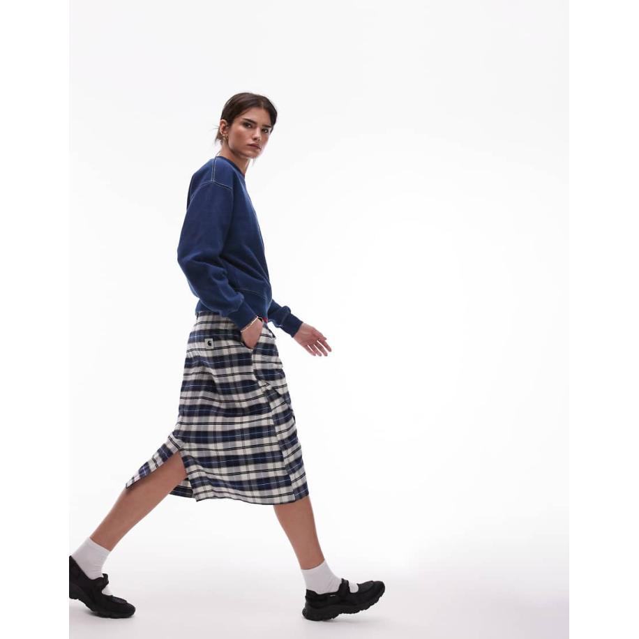 Carhartt WIP Tarbell Geruite rok in marineblauw Blauw