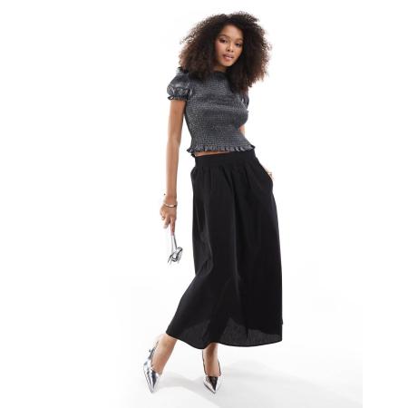 Threadbare Midi rok van popeline in zwart