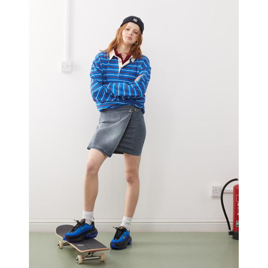 COLLUSION Denim rok met overslag in mid-wash-Blauw Blauw