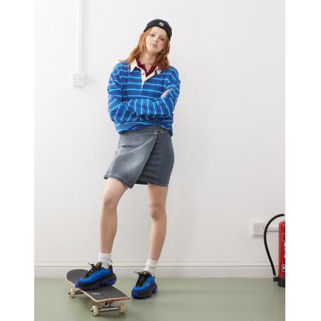 COLLUSION Denim rok met overslag in mid-wash-Blauw