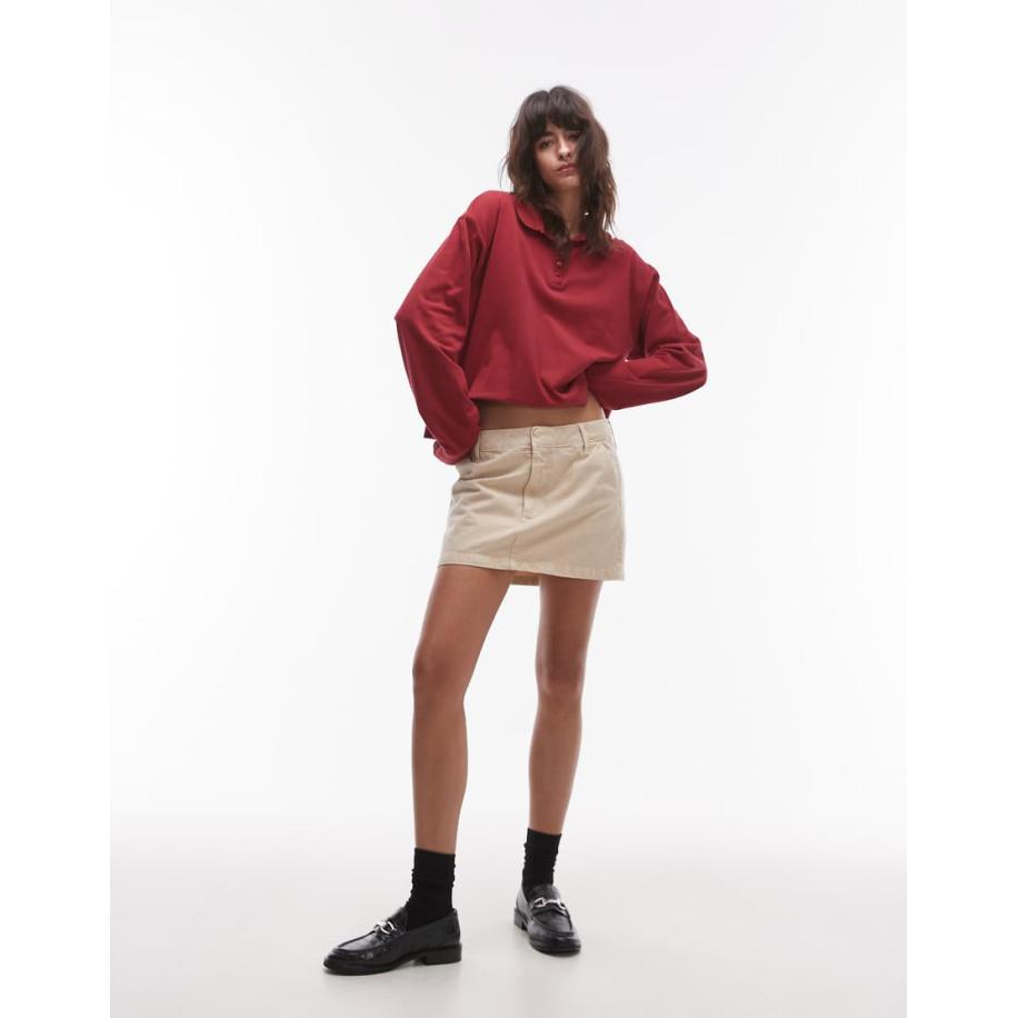 Topshop Korte micro-rok van canvas in lichtbruin Bruin