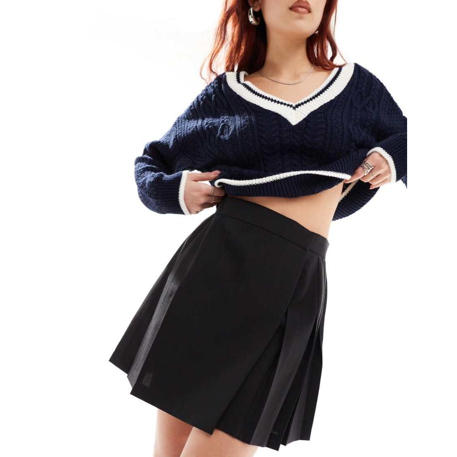 ASOS DESIGN Elegante geplooide mini rok in zwart Zwart
