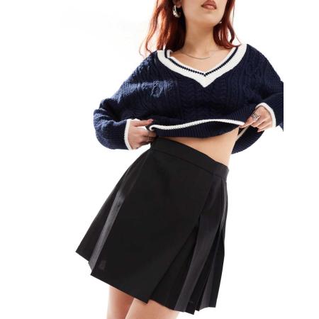 ASOS DESIGN Elegante geplooide mini rok in zwart