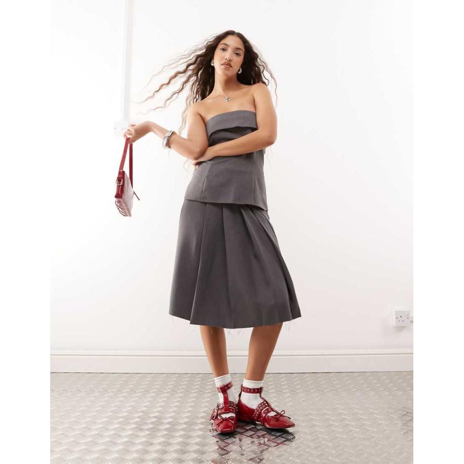 COLLUSION Elegante geplooide kilt in grijs, deel van co-ord set Grijs