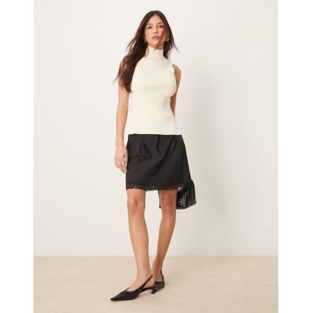 ASOS DESIGN Elegante mini rok met kant in zwart