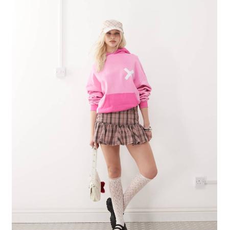 COLLUSION Mini skort in roze geruit