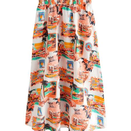 Next Next Rok turquoise / oranje / zwart / wit