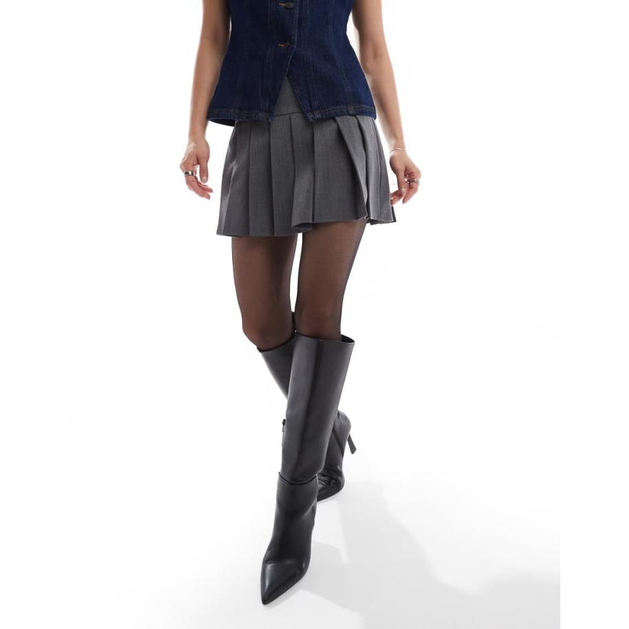 Stradivarius STR Plooirok in grijs Grijs