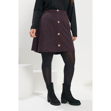 Yours Curve Paarse Luipaard Minirok Met Knopen Aan De Voorkant Size 66-68