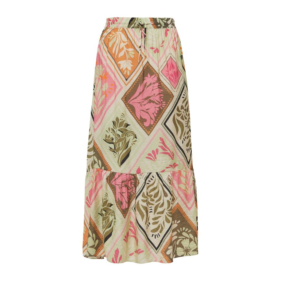 Comma COMMA Rok olijfgroen / lichtgroen / pink / zwart -