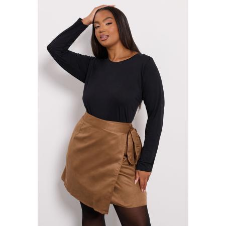 Yours Curve Bruine Faux Suède Wikkel Minirok Size 58-60