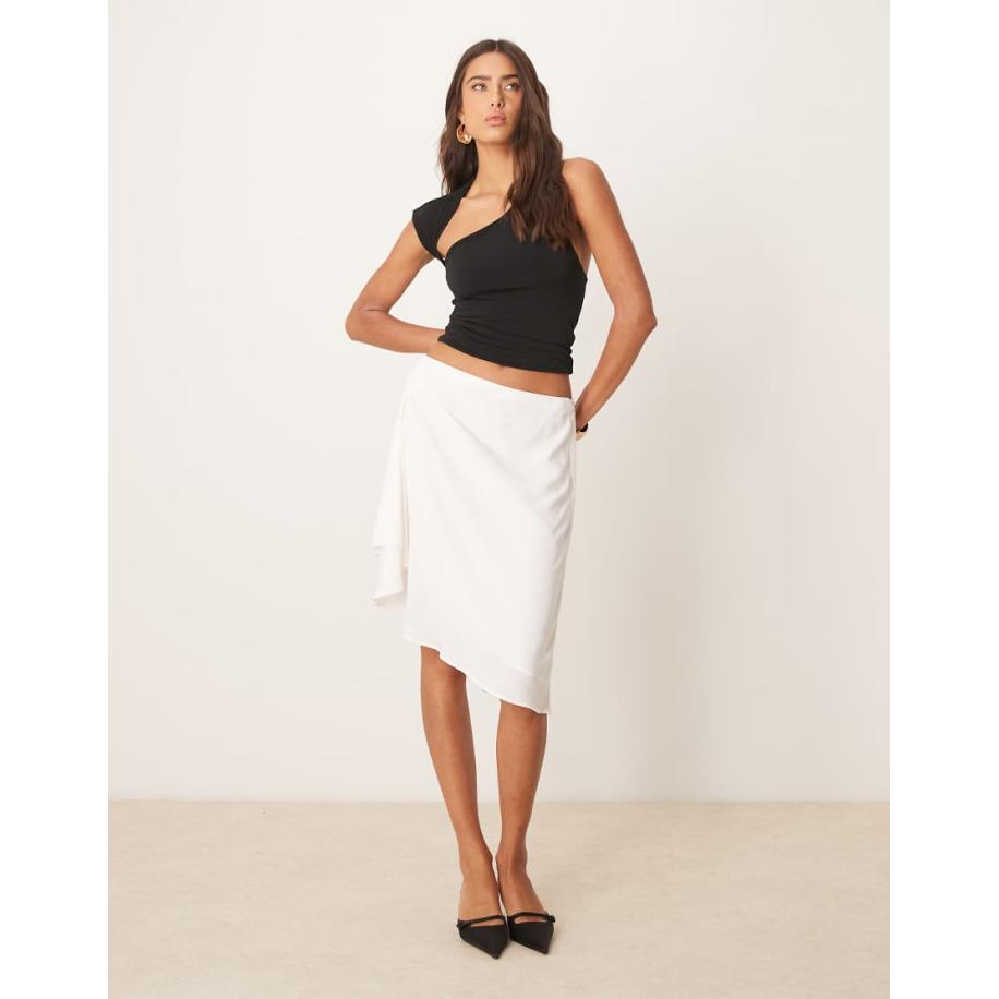 Abercrombie & Fitch Gedrapeerde minirok met asymmetrische zoom in crème-Neutraal Multicolor