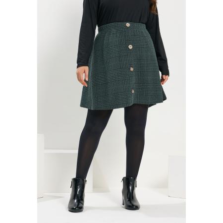 Yours Curve Groene Geruite Minirok Met Knoopsluiting Size 66-68