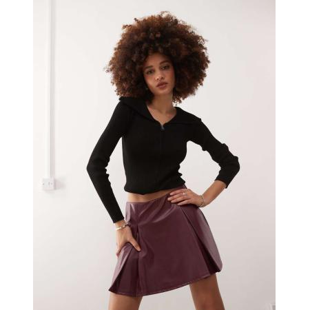 Reclaimed Vintage Skort van PU in bordeauxrood