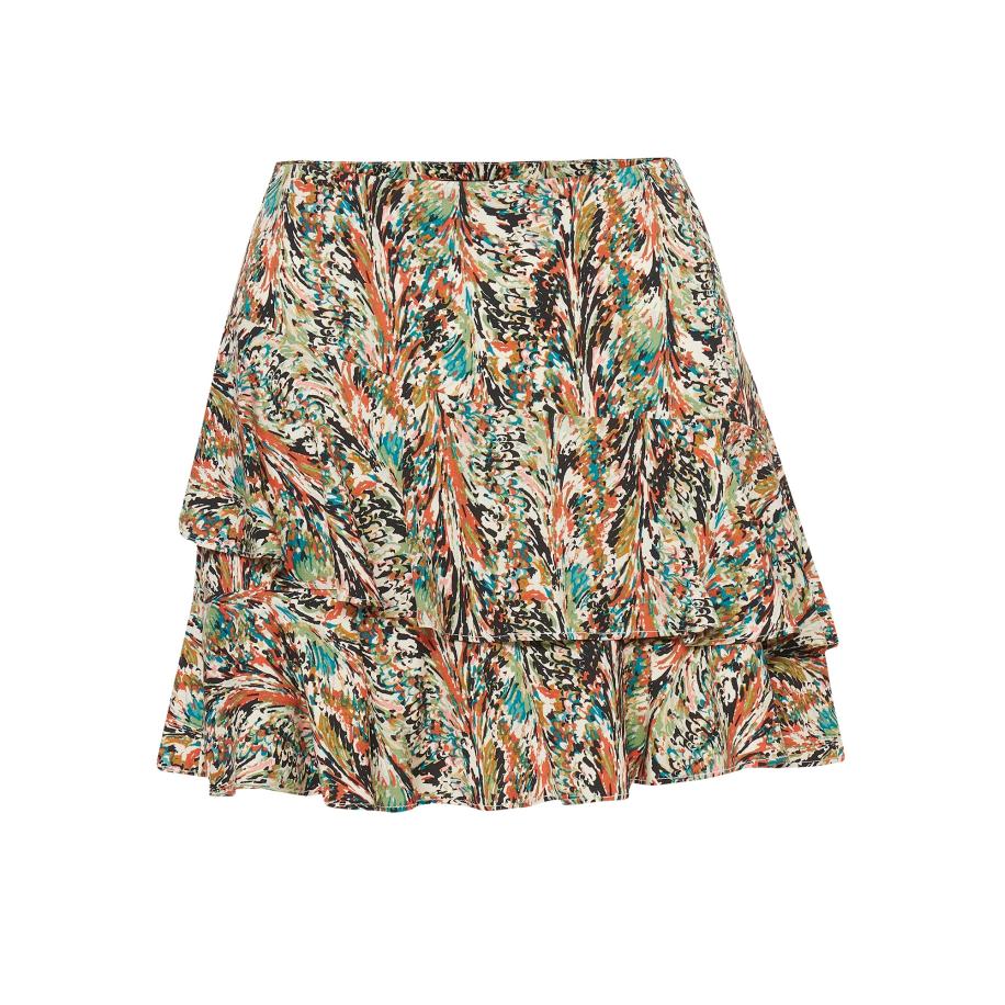 KOROSHI KOROSHI Rok ecru / lichtgroen / donkeroranje / zwart -