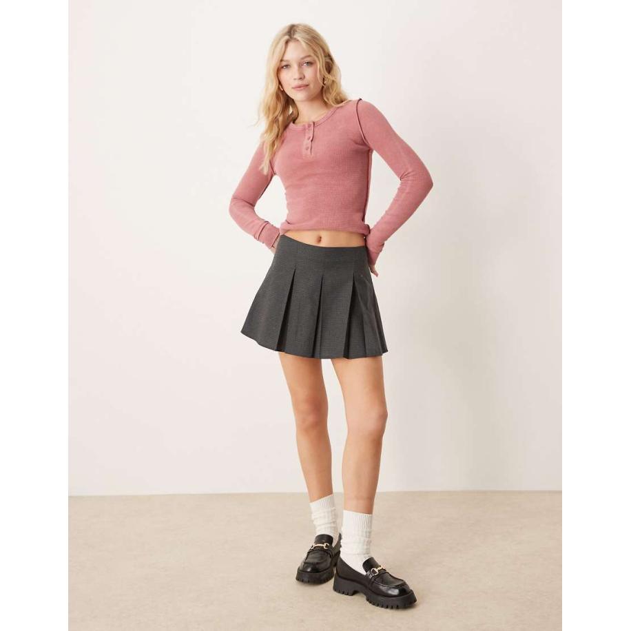 ASOS DESIGN Geplooide mini rok in microruit-Veelkleurig Multicolor
