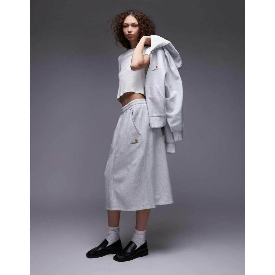 Carhartt WIP American Script Rok van sweatstof in gemêleerd grijs Grijs