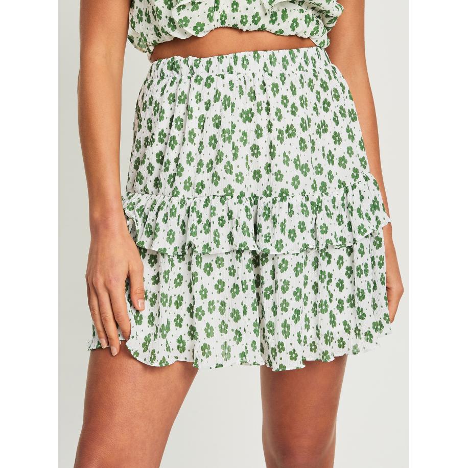 Tussah Rok Giulia grasgroen / wit Groen