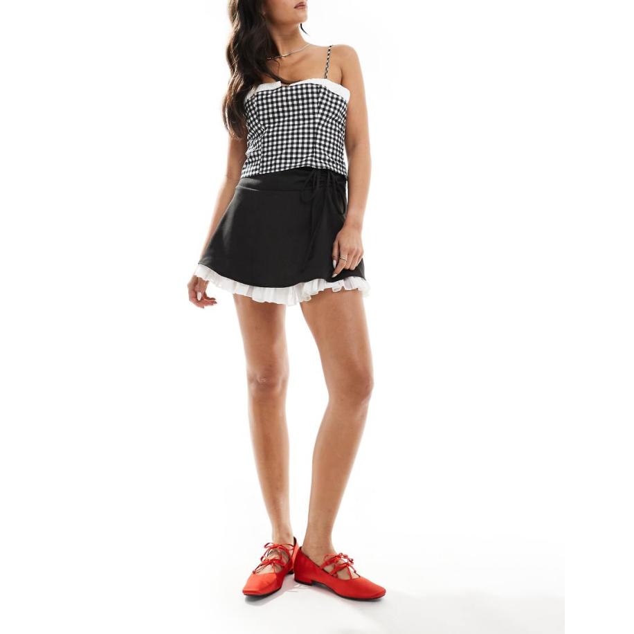 Miss Selfridge Gelaagde rok met chiffon in zwart Zwart