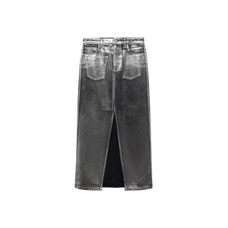 Mango MANGO Rok Shimmer zilvergrijs / black denim
