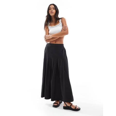 New Look Geplooide midirok in zwart