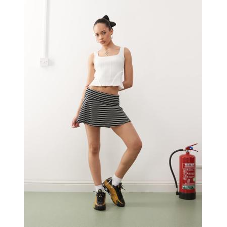 COLLUSION Gestreepte minirok met omgeslagen tailleband-Veelkleurig