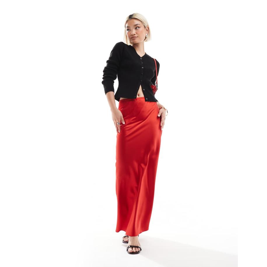 Miss Selfridge Maxirok van satijn in rood Rood