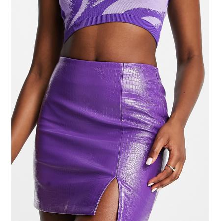 COLLUSION Minirok van PU met split in paars