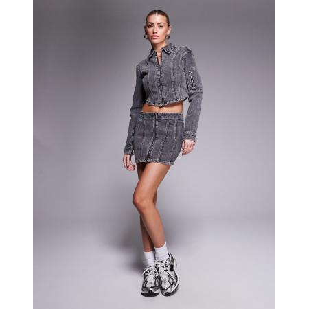 Liquor N Poker Minirok met contrasterende stiksels in donker denim-Blauw